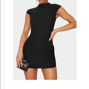 Mini ribbed Black dress